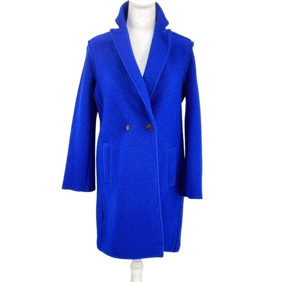 💙 J.CREW Daphne Italian Boiled Wool Coat - Sz 4P | Show-Stopping Royal Blue 💙 - Picture 1 of 14